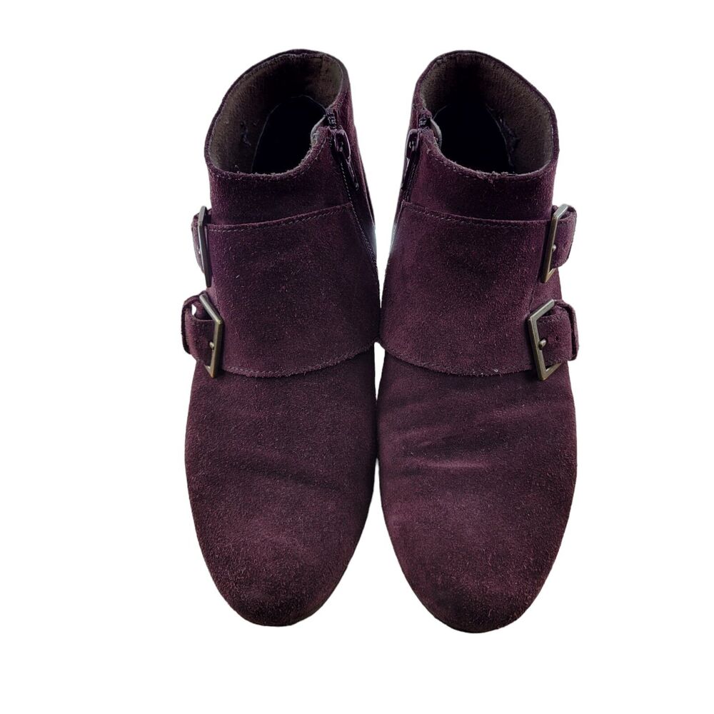 Munro Drew Wedge‎ Heel Ankle Boots Womens Size 6 Dark Purple Suede 2.25" Heel - Picture 3 of 9